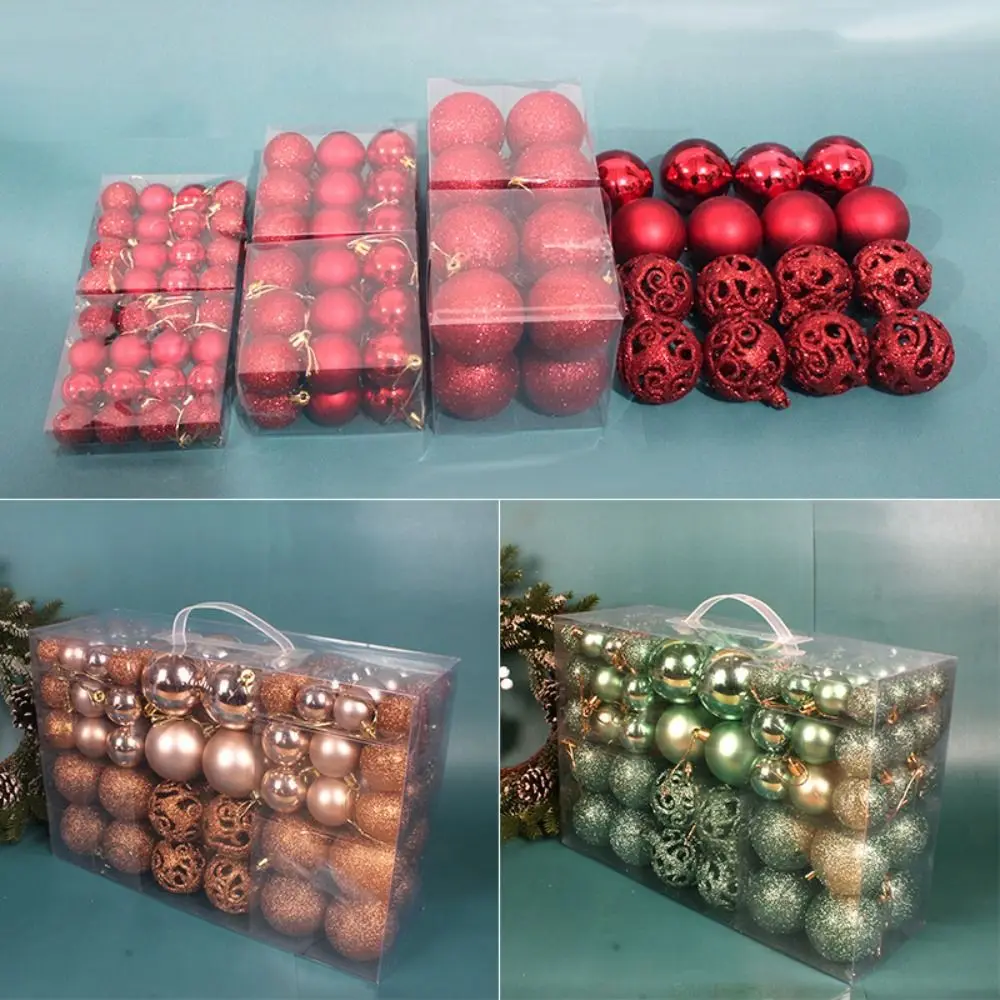 100PCS Durable Plastic Christmas Ball Set 8cm Suspensable Xmas Ornament Ball 18 Colors Christmas Tree Balls Storefront