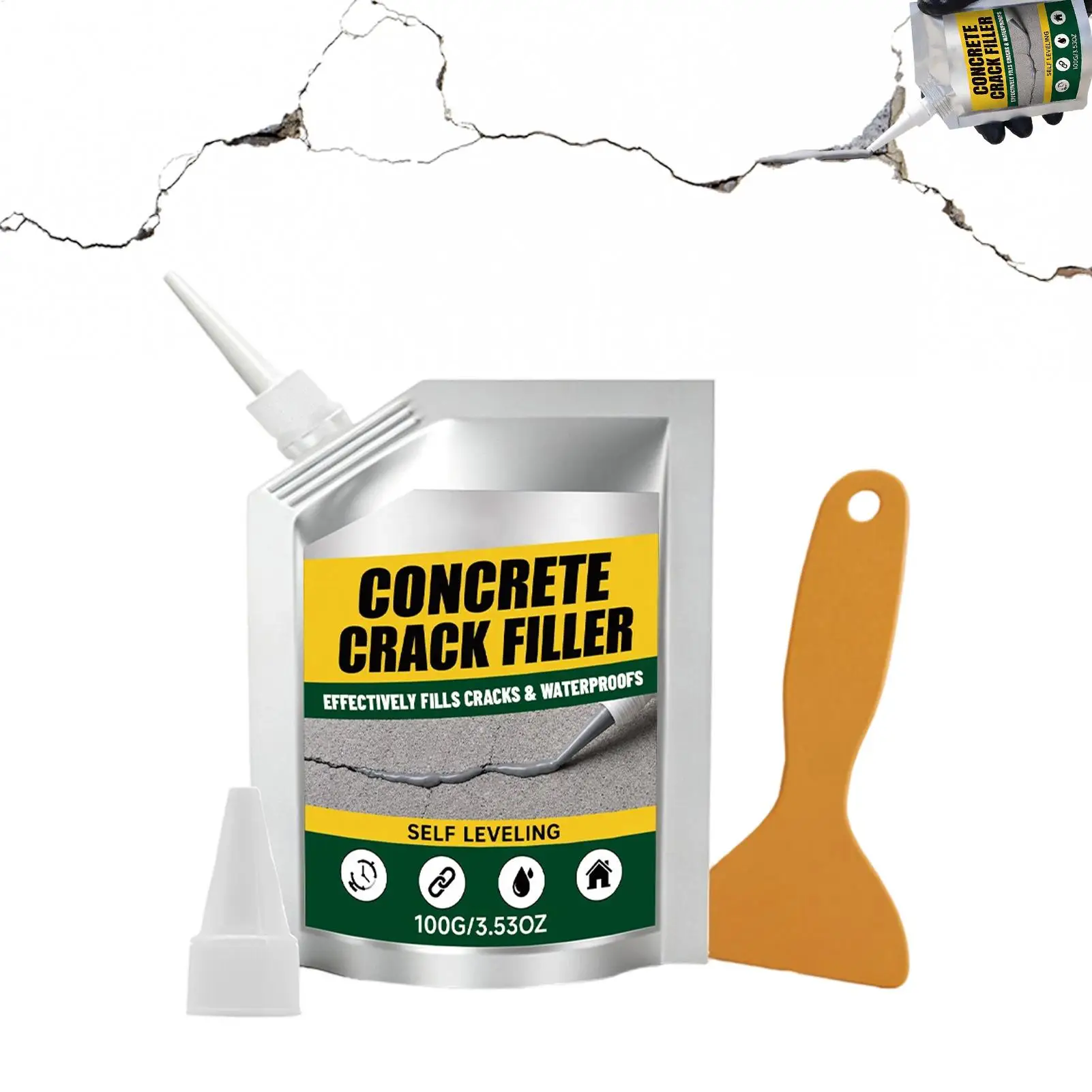 100g Crack Filler Concrete Repair Self-leveling Cement Sealant Concrete Hole Filler Masonry Gap Filler for Wall Driveway Floor - Image 2
