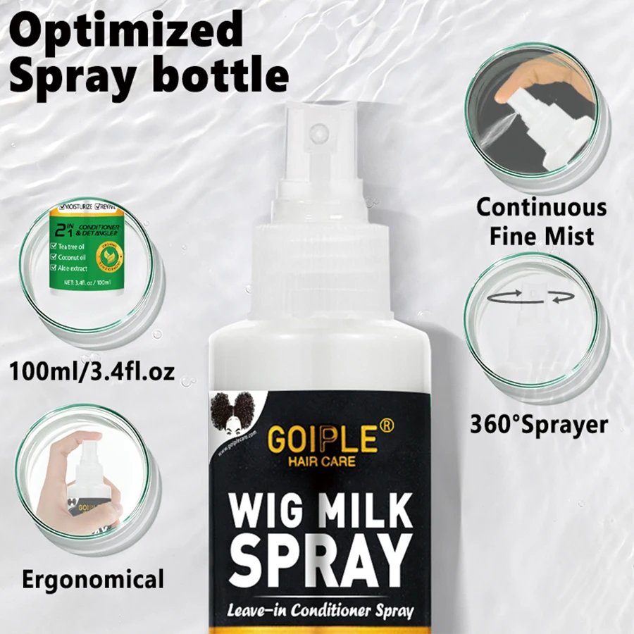 100ml Wig Milk Spray Moisturizing Care Spray for Wig Synthetic Hair Prevent Frizz Leave-in Conditioner for Wigs Smooth and Shine - Image 4