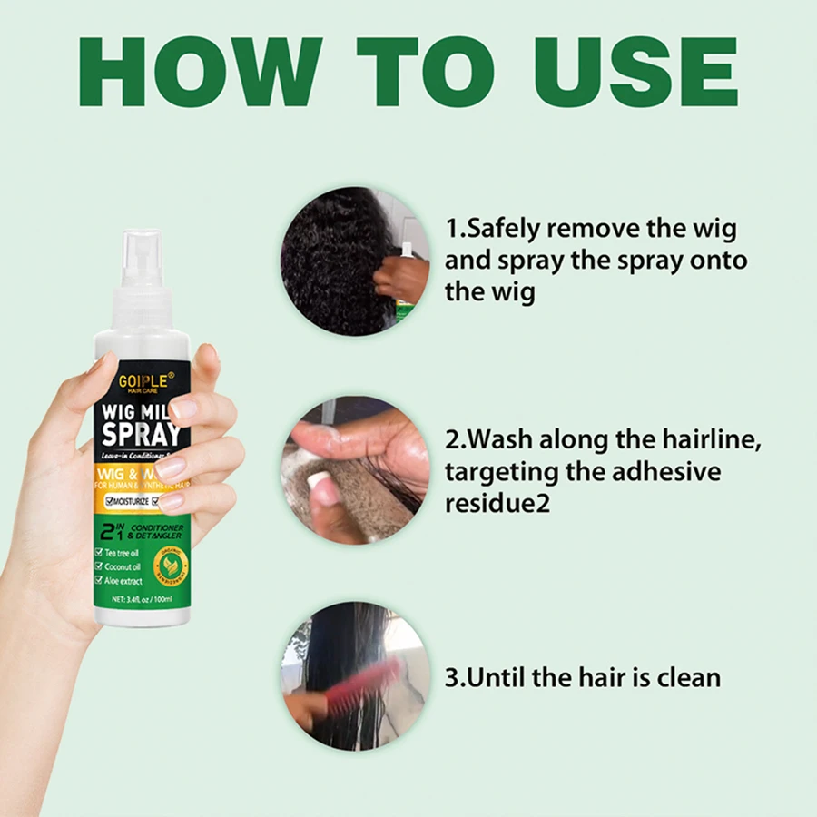100ml Wig Milk Spray Moisturizing Care Spray for Wig Synthetic Hair Prevent Frizz Leave-in Conditioner for Wigs Smooth and Shine - Image 6