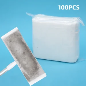 100pcs Disposable Electrostatic Dust Removal Mop Paper Home Kitchen Bathroom Cleaning Cloth Replacement Mop Head Cloth 100pcs Di