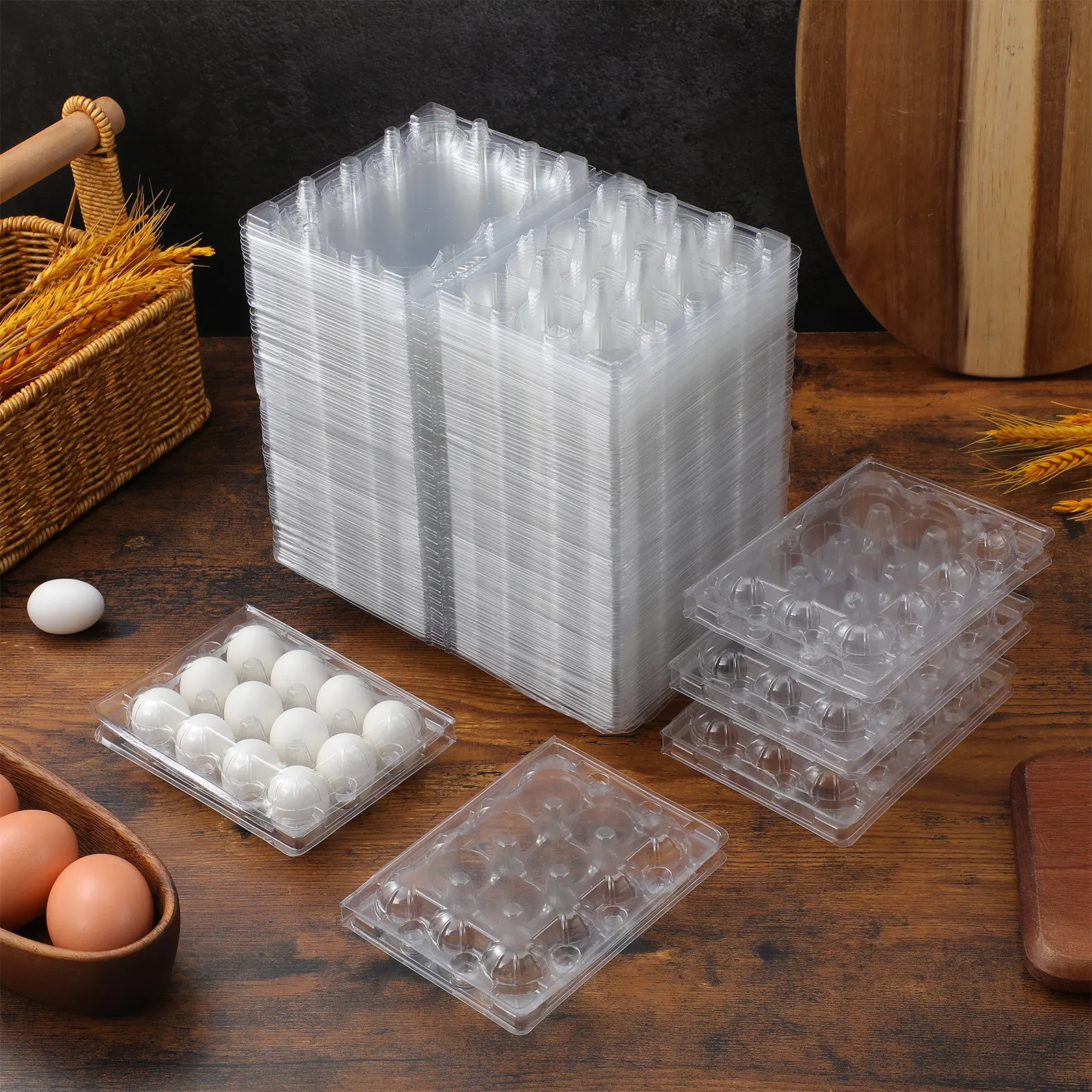 100pcs Quail Egg Box Transparent Disposable Container Tray Household Kitchen Storage Clear Plastic Home Daily Use