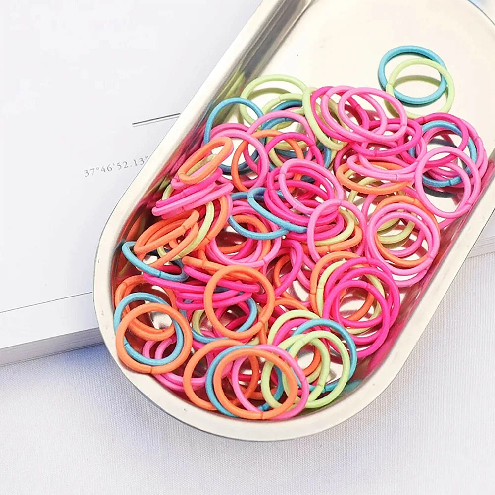 100x Hair Ties Elastic Band Snagless Ponytail Tie School Bubbles Various Colours - Image 3