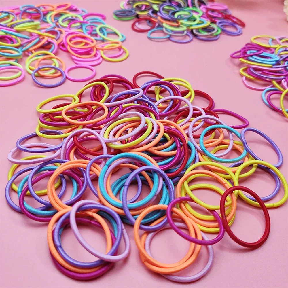 100x Hair Ties Elastic Band Snagless Ponytail Tie School Bubbles Various Colours - Image 5