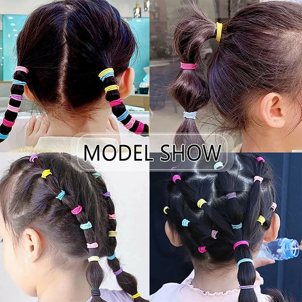 100x Hair Ties Elastic Band Snagless Ponytail Tie School Bubbles Various Colours - Image 6