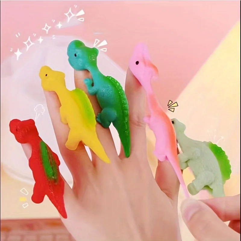 10/100pcs Dinosaur Finger Catapult Decompression Toy TPR Turkey Finger Slingshot for Kids Birthday Party Favors Goodie Bag - Image 3