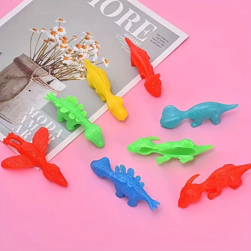 10/100pcs Dinosaur Finger Catapult Decompression Toy TPR Turkey Finger Slingshot for Kids Birthday Party Favors Goodie Bag - Image 6