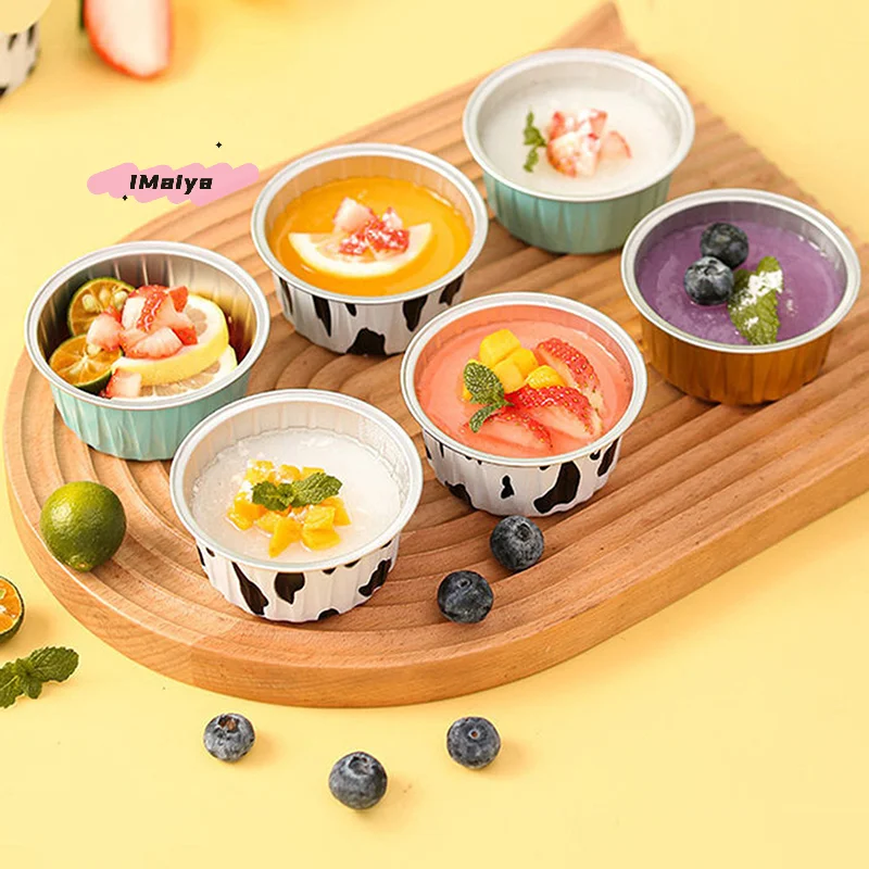 10/20/50Pcs round Baking Cups with Lids Reusable Tin Paper Foil Cupcake Cups for Desserts Flans Mini Cakes Bread Mould Custard - Image 2