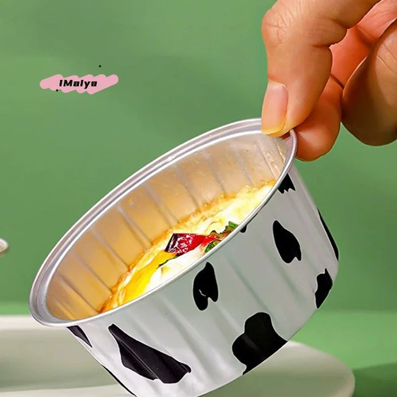 10/20/50Pcs round Baking Cups with Lids Reusable Tin Paper Foil Cupcake Cups for Desserts Flans Mini Cakes Bread Mould Custard - Image 4