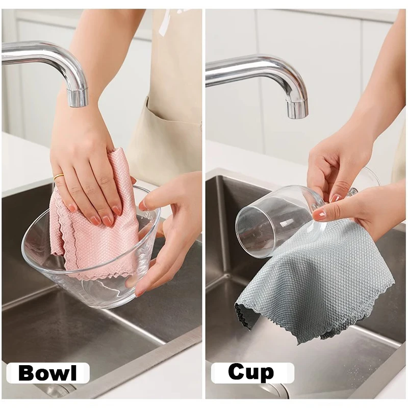 10/20pcs Microfiber Glass Cleaning Cloth Rag Lint-Free For Windows Car Kitchen Mirror No Trace Reusable Fish Scale Rag Polishing - Image 6