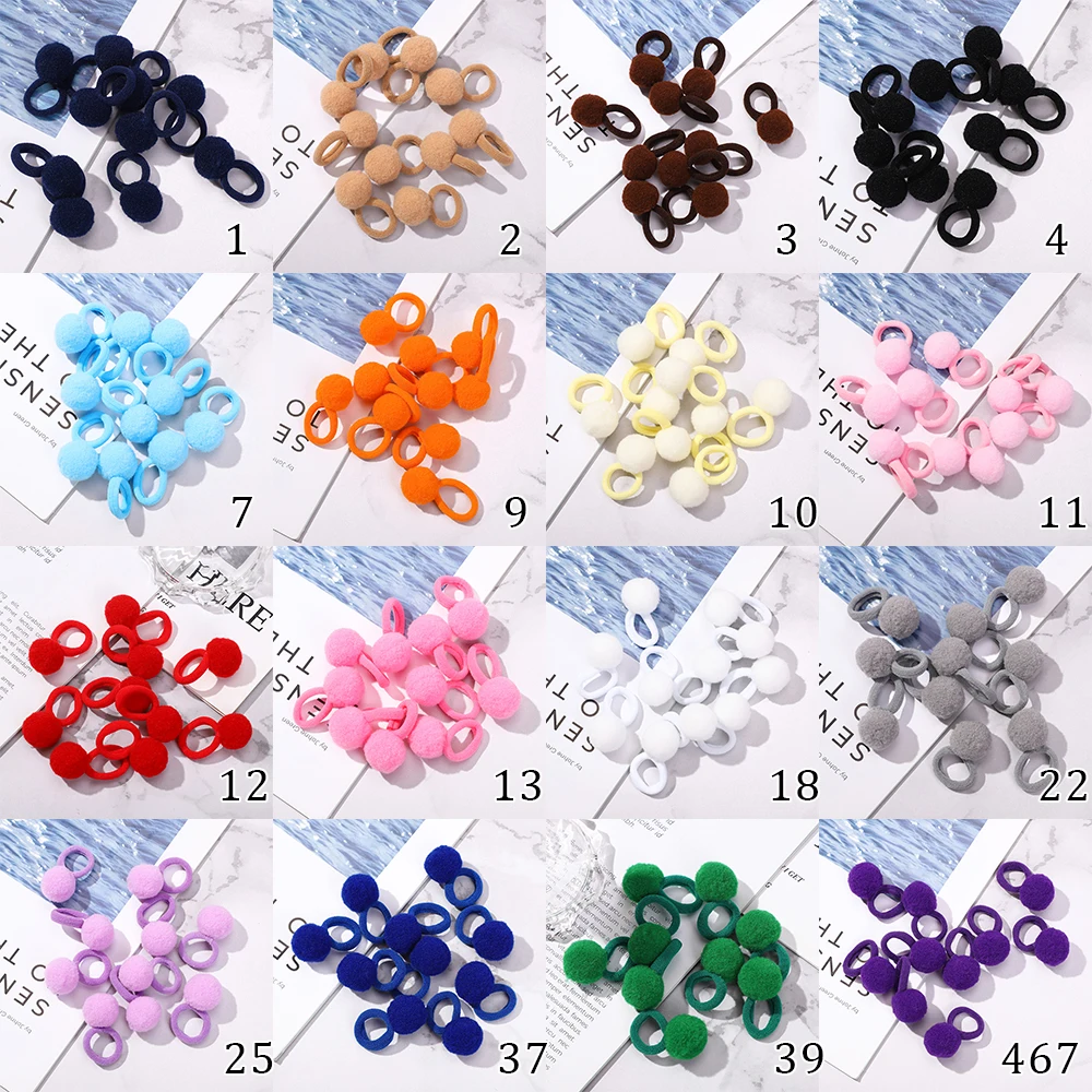 10/20pcs Sweet Colorful Elastic Hair Bands Plush Ball Rubber Band for Baby Girls Scrunchie Hair Ties Clip Kids Hair Accessories - Image 2