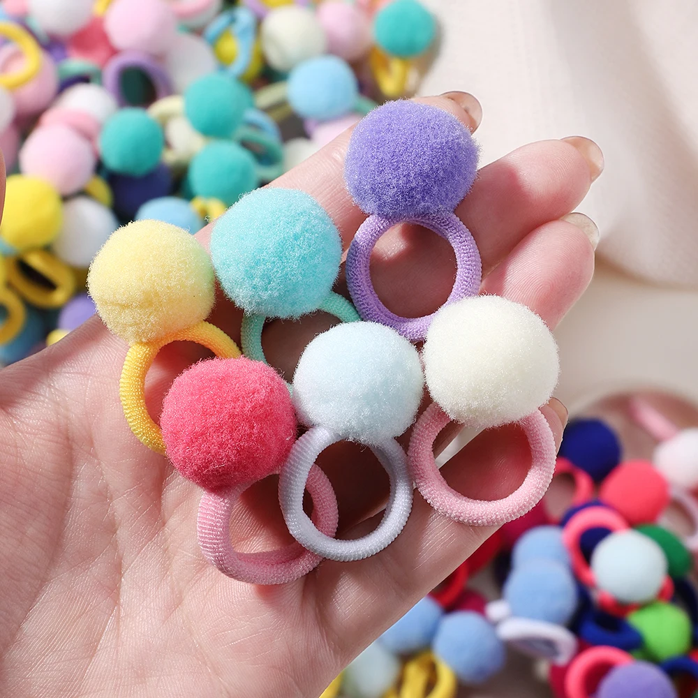 10/20pcs Sweet Colorful Elastic Hair Bands Plush Ball Rubber Band for Baby Girls Scrunchie Hair Ties Clip Kids Hair Accessories - Image 5