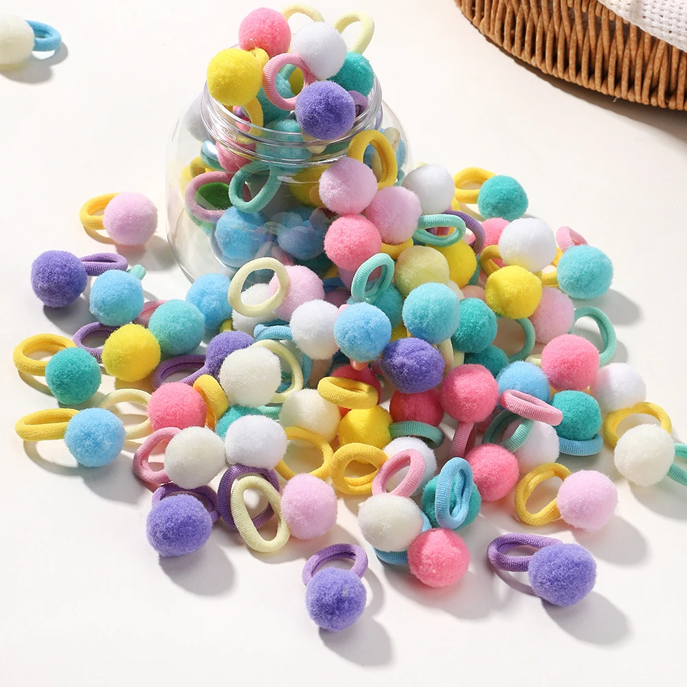 10/20pcs Sweet Colorful Elastic Hair Bands Plush Ball Rubber Band for Baby Girls Scrunchie Hair Ties Clip Kids Hair Accessories - Image 6