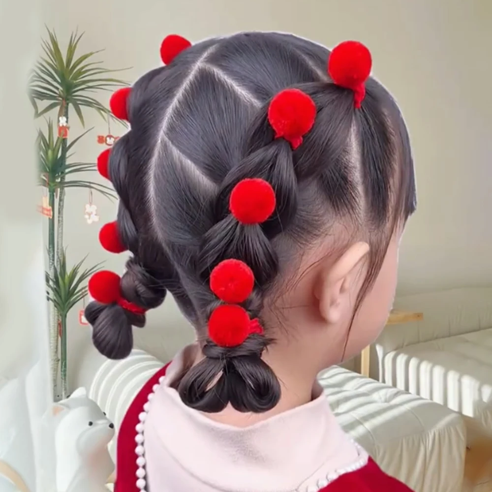 10/20pcs Sweet Colorful Elastic Hair Bands Plush Ball Rubber Band for Baby Girls Scrunchie Hair Ties Clip Kids Hair Accessories - Image 4