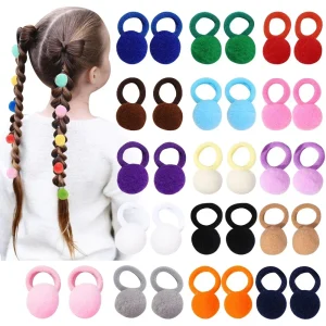 10/20pcs Sweet Colorful Elastic Hair Bands Plush Ball Rubber Band for Baby Girls Scrunchie Hair Ties Clip Kids Hair Accessories