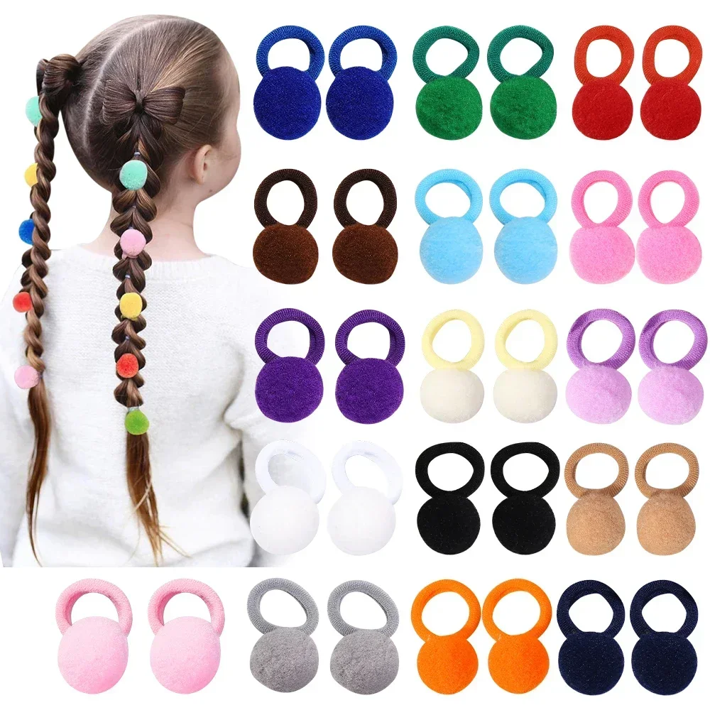 10/20pcs Sweet Colorful Elastic Hair Bands Plush Ball Rubber Band for Baby Girls Scrunchie Hair Ties Clip Kids Hair Accessories