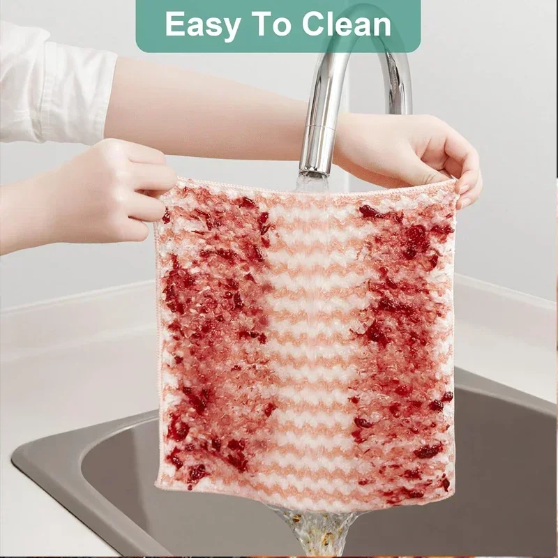 10/40PCS Super Absorbent Dishcloths Coral Fleece Cleaning Cloths Thickened Kitchen Washing Dish Rags Glass Windows Wipe Towels - Image 3