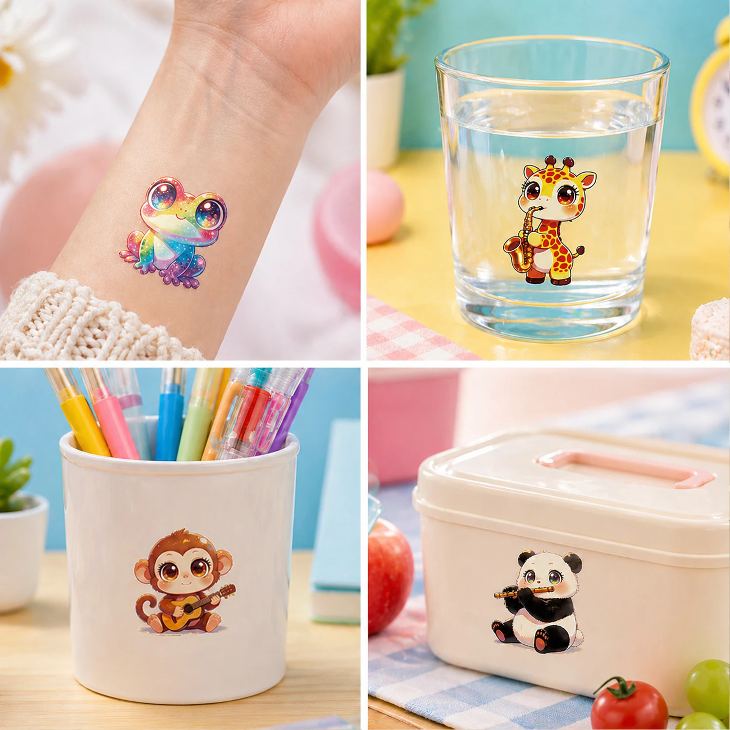 108pcs Larger Pre-Cut Temporary Tattoos For Stocking Stuffers, Mixed Cute Animals Stickers Birthday Party Favors , Goodie Bag - Image 3