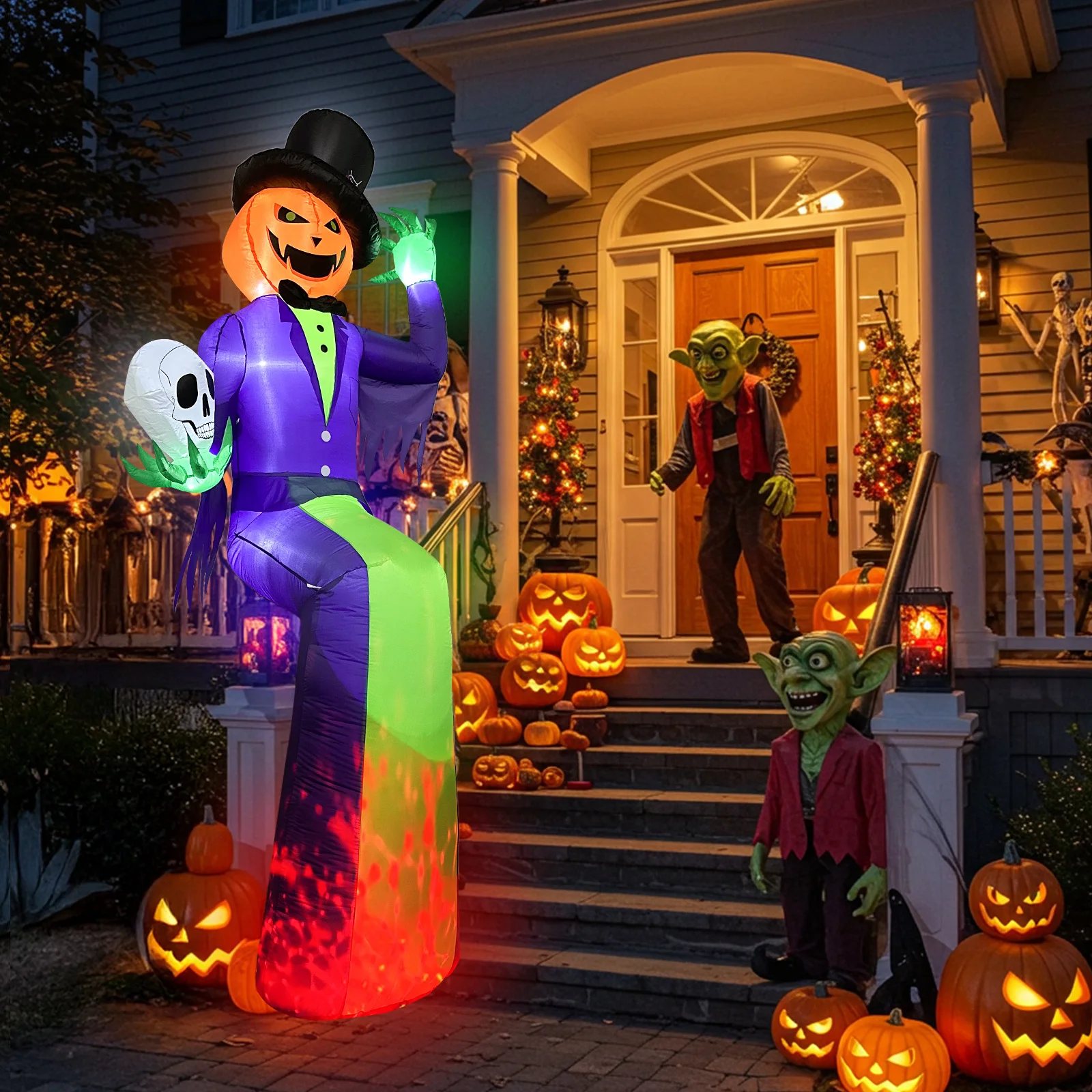 10FT Giant Halloween Inflatables, Scary Sitting Inflatable Pumpkin Decorations Outdoor for Roof Balcony Lawn Garden Yard Decor - Image 6