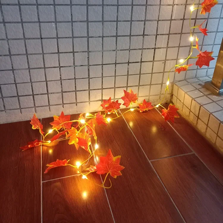 10M Solar Artificial Autumn Maple Leaves Garland Led Fairy Light for Christmas Decoration Thanksgiving Party DIY Decor Halloween - Image 2
