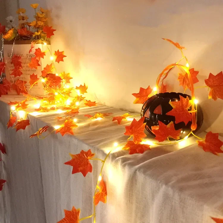 10M Solar Artificial Autumn Maple Leaves Garland Led Fairy Light for Christmas Decoration Thanksgiving Party DIY Decor Halloween - Image 4