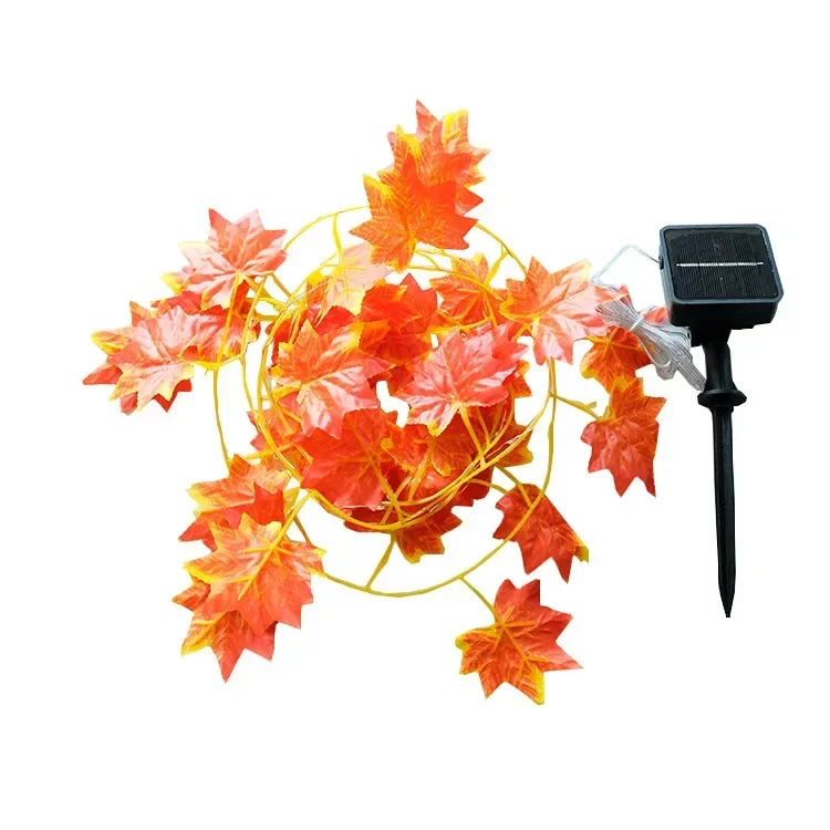 10M Solar Artificial Autumn Maple Leaves Garland Led Fairy Light for Christmas Decoration Thanksgiving Party DIY Decor Halloween - Image 3
