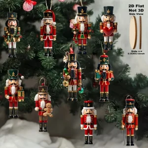 10PCS Christmas Nutcracker 2D Wooden Decorative Set - Christmas Gift, Party Decoration and Home Xmas Tree Decoration Pendant