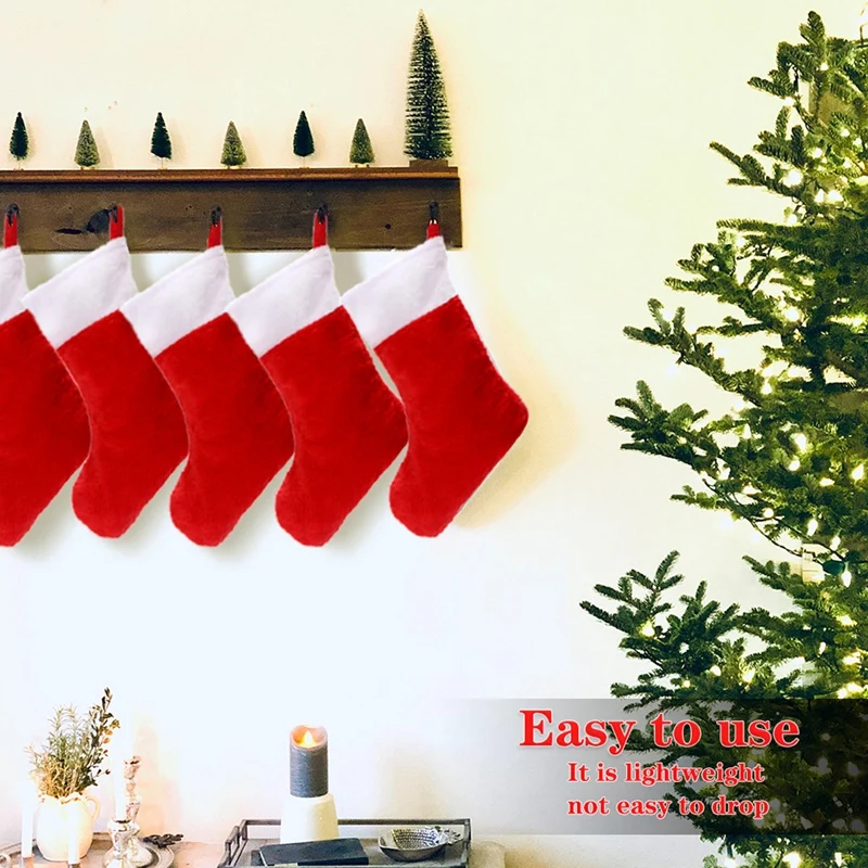 10PCS Red Felt Christmas Stockings Christmas Stockings Holder Socks Home Fireplace Gift Storage Bags For Holiday - Image 4