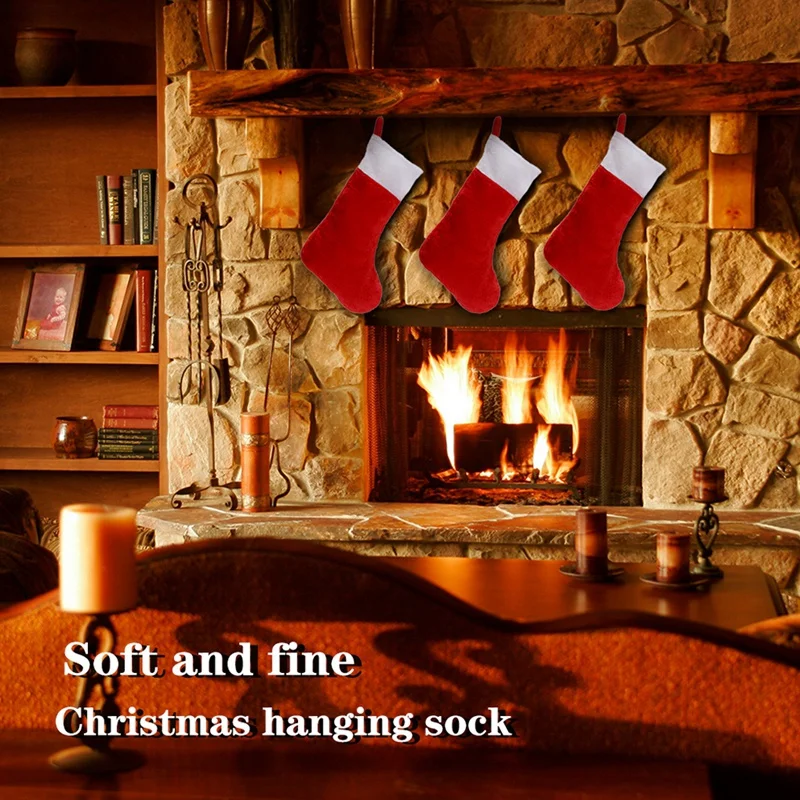 10PCS Red Felt Christmas Stockings Christmas Stockings Holder Socks Home Fireplace Gift Storage Bags For Holiday - Image 5