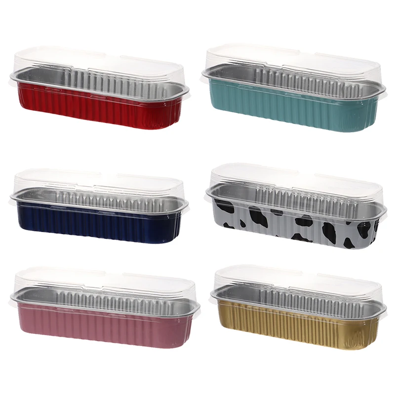 10Pcs 200ml Aluminum Foil Baking Cake Box Rectangular Tin Cupcake Baking Pan Pudding Box Cheese Dessert Cup With Lid - Image 5