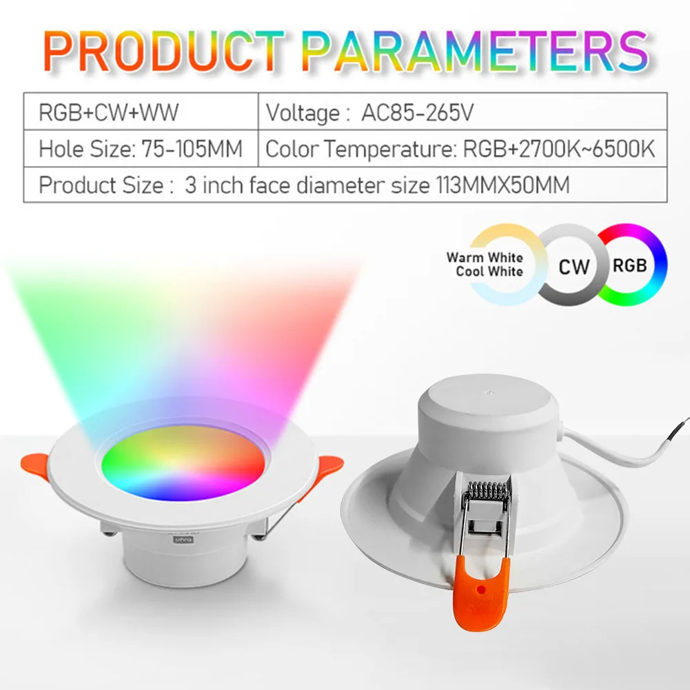 10W Smart LED Downlight Bluetooth-Compatible Recessed Ceiling Lamp Dimmable Recessed Down Light for Living Room Bedroom Decor - Image 4