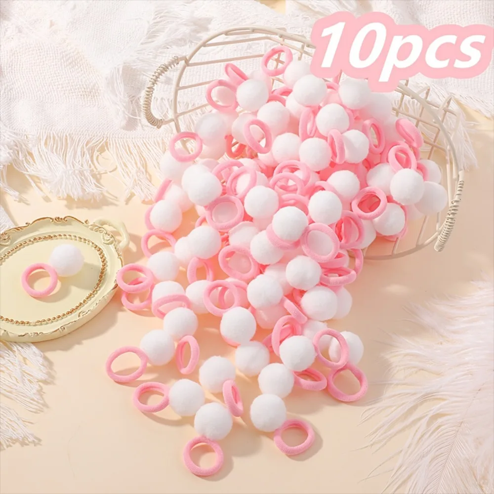 10pcs Kids Elastic Hair Bands Girls Plush Ball Rubber Band For Children Sweets Scrunchie Hair Ties Clip Baby Hair Accessories - Image 5