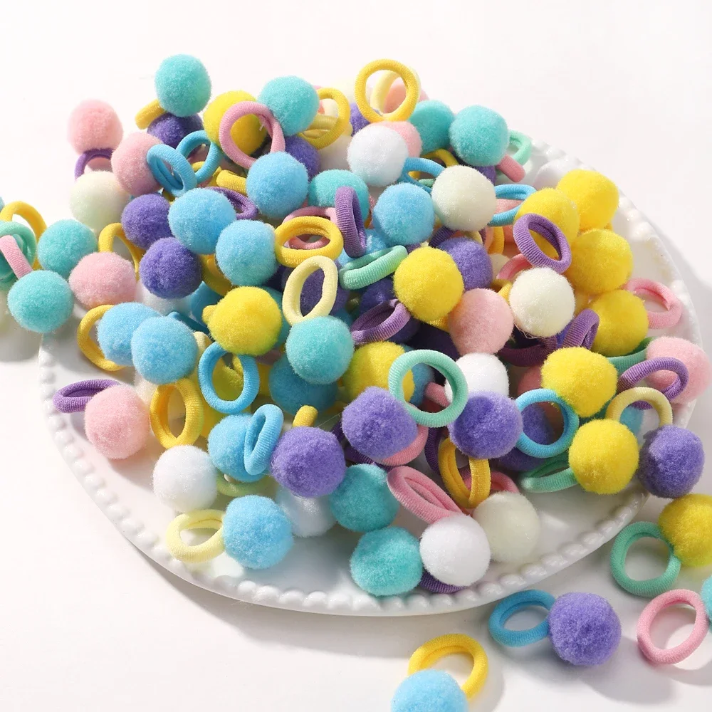 10pcs Kids Elastic Hair Bands Girls Plush Ball Rubber Band For Children Sweets Scrunchie Hair Ties Clip Baby Hair Accessories - Image 3