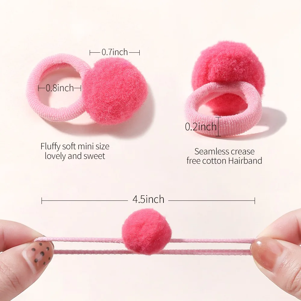 10pcs Kids Elastic Hair Bands Girls Plush Ball Rubber Band For Children Sweets Scrunchie Hair Ties Clip Baby Hair Accessories - Image 6