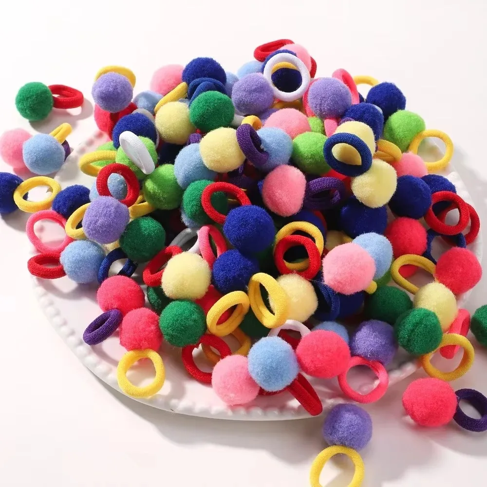 10pcs Kids Elastic Hair Bands Girls Plush Ball Rubber Band For Children Sweets Scrunchie Hair Ties Clip Baby Hair Accessories - Image 4