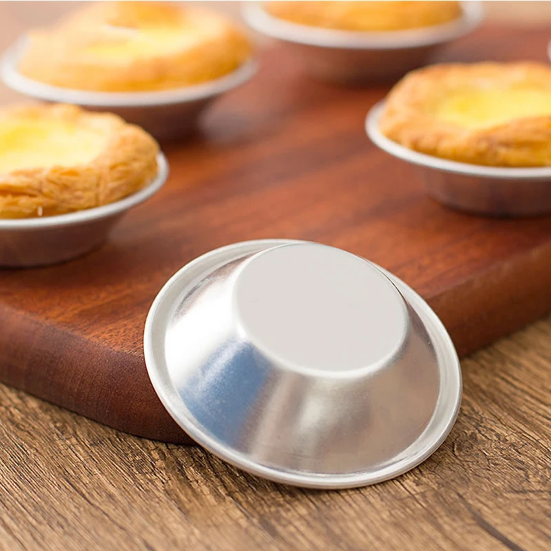 10pcs Nonstick Aluminum Alloy Egg Tart Mold Reusable Baking Accessories Cookie Pudding Mould Mooncake Mold Baking Tools - Image 5