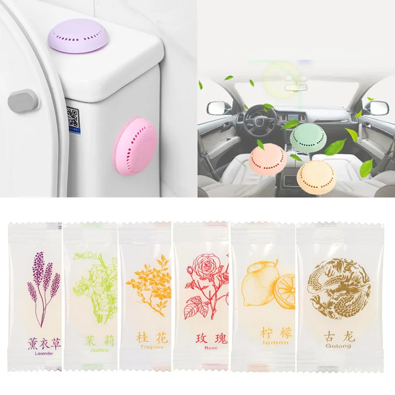 10pcs Toilet Air Deodorant Solid Round Fisher Aromatherapy Fragrance Lasting Deodorization Toilet Bedroom Wardrobe Car Home