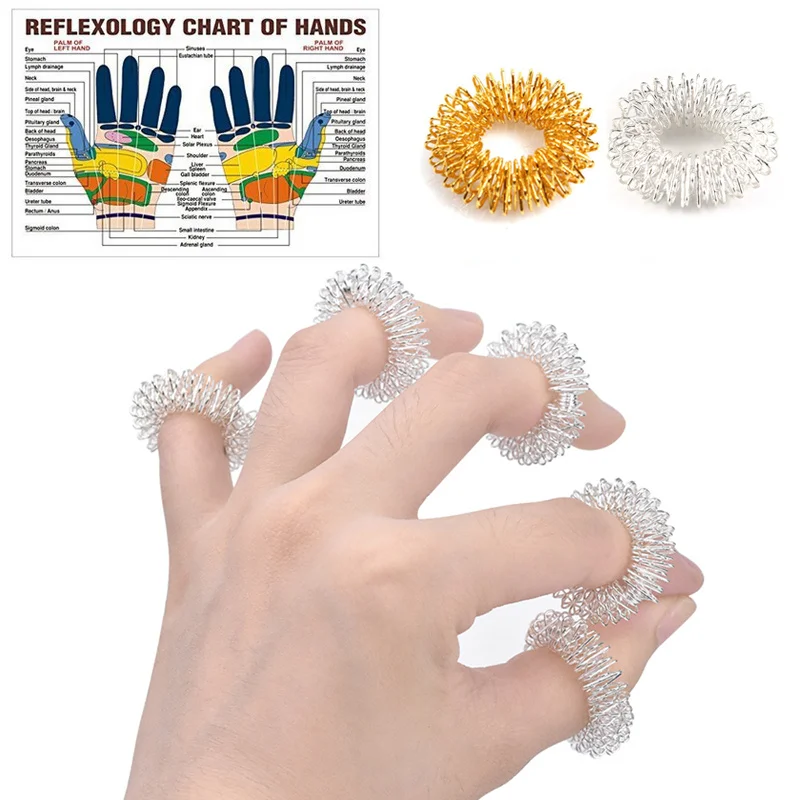 10pcs/Lot Finger Massage Sujok Ring Acupuncture Ring Health Care Body Massage Chinese Medicine Color Gold - Image 2