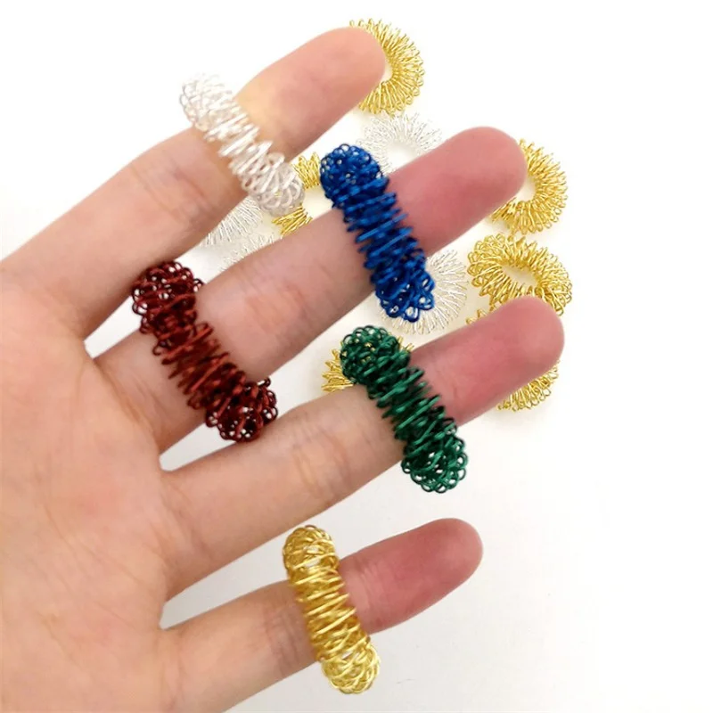 10pcs/Lot Finger Massage Sujok Ring Acupuncture Ring Health Care Body Massage Chinese Medicine Color Gold - Image 3