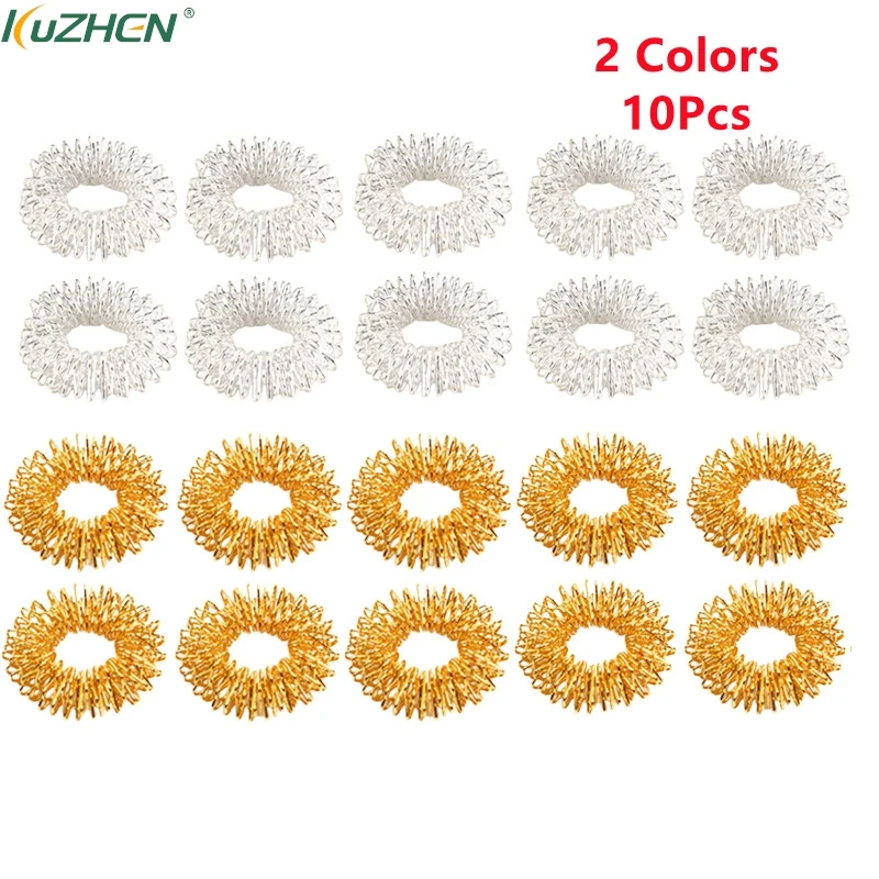 10pcs/Lot Finger Massage Sujok Ring Acupuncture Ring Health Care Body Massage Chinese Medicine Color Gold