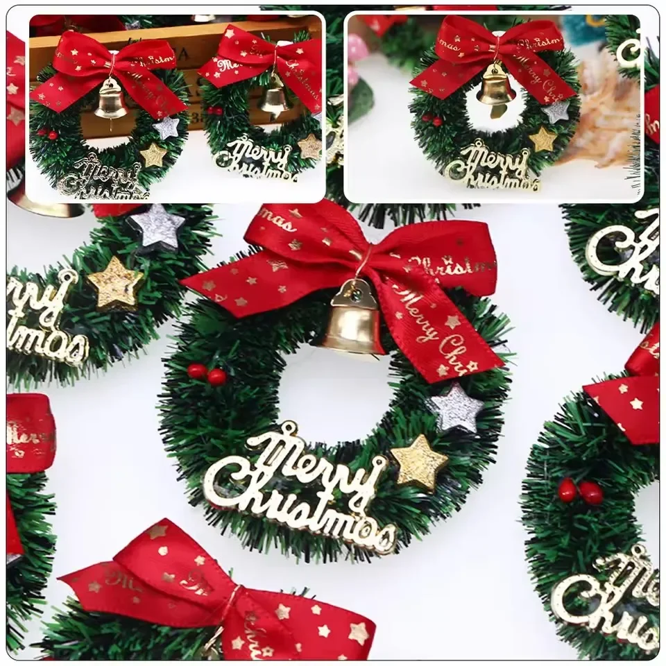 10pcs/pack Christmas Wreath Tree Wreaths Hanging Decorations Miniature Garland Simulated Furniture Ornament Toy - Image 4