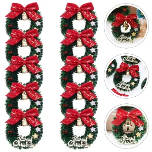 10pcs/pack Christmas Wreath Tree Wreaths Hanging Decorations Miniature Garland Simulated Furniture Ornament Toy
