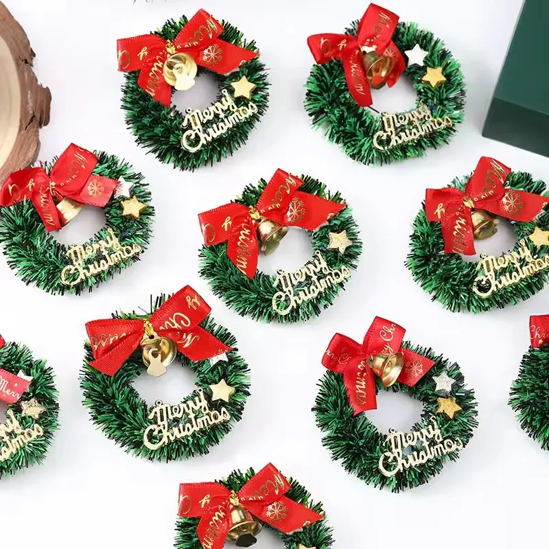 10pcs/pack Christmas Wreath Tree Wreaths Hanging Decorations Miniature Garland Simulated Furniture Ornament Toy - Image 5