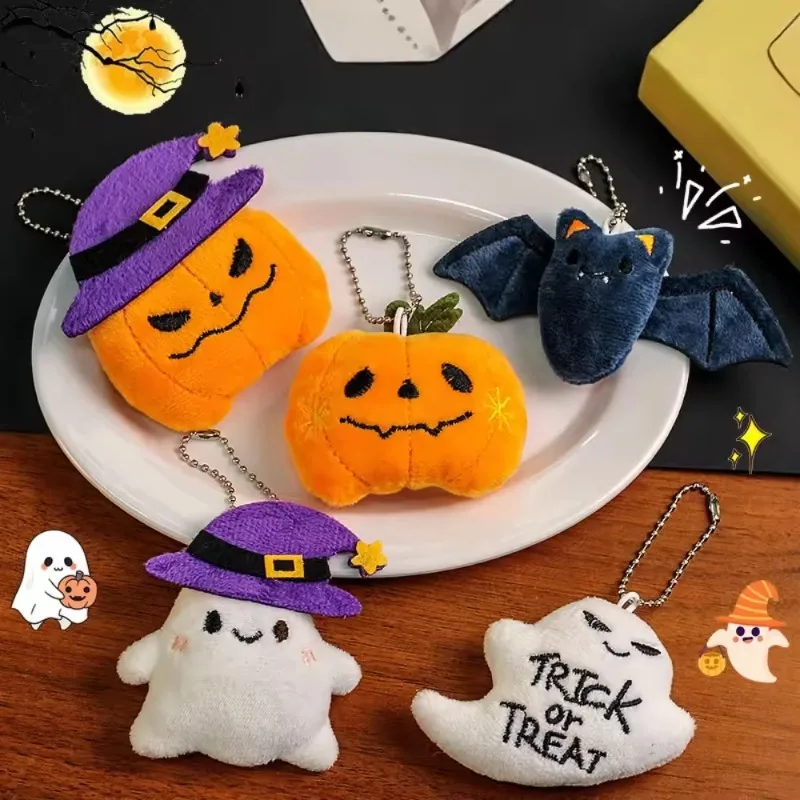 1/10pcs Halloween Cartoon Plush Keychains Bat Ghost Pumpkins Funny Bag Charm Car Backpack Pendant Festival Party Gifts Accessory - Image 2