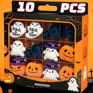 1/10pcs Halloween Cartoon Plush Keychains Bat Ghost Pumpkins Funny Bag Charm Car Backpack Pendant Festival Party Gifts Accessory
