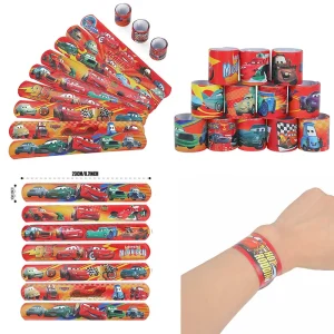 1/12/24pcs Pixar Car Slap Bracelets – Lightning McQueen Party Favors & Keepsakes for Kids’ Birthdays Christmas Stocking Stuffer