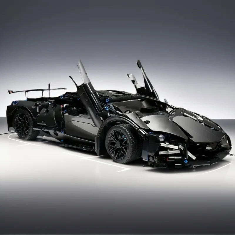 1:14 Black Sports Car Building Blocks Set 1000PCS+, Suitable for 14+, Educational Assembled Model, Home Decoration & Gift
