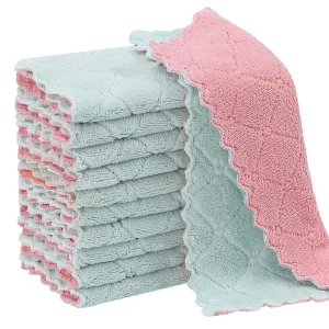 11pcs Coral Velvet Dishcloth Absorbent Kitchen Towel Quick Drying Cleaning Cloth Rags Home Washing Dishes Cloths Cleaning Tools