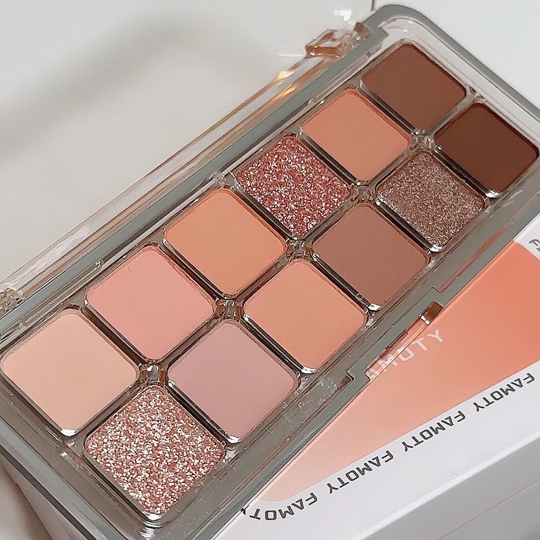 12-Color Low Saturation Eyeshadow Palette All Matte Tea Apricot Eye Makeup Palette Daily Earth Makeup Long Lasting Eye Shadows - Image 3
