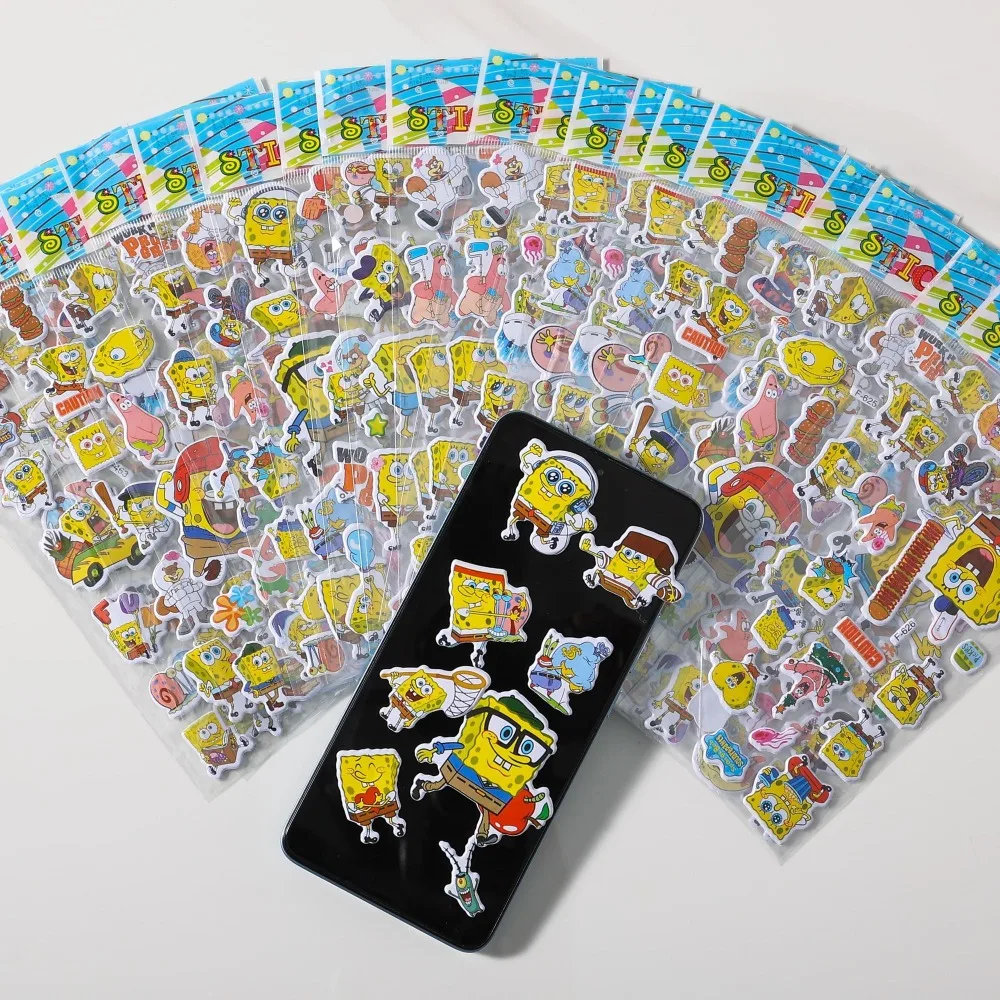 12-Pack SpongeBob 3D Stickers - Cute Cartoon Bubble Sticker Sheets, Educational DIY Toys and Gifts for Kids, Boys and Girls - Image 6
